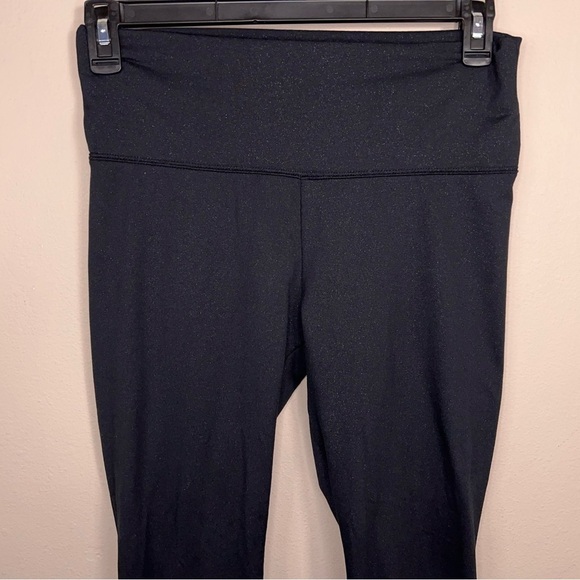 Large Black Glitter Knit Fleece Lined Leggings Pull On Stretch Comfortable - Picture 2 of 12